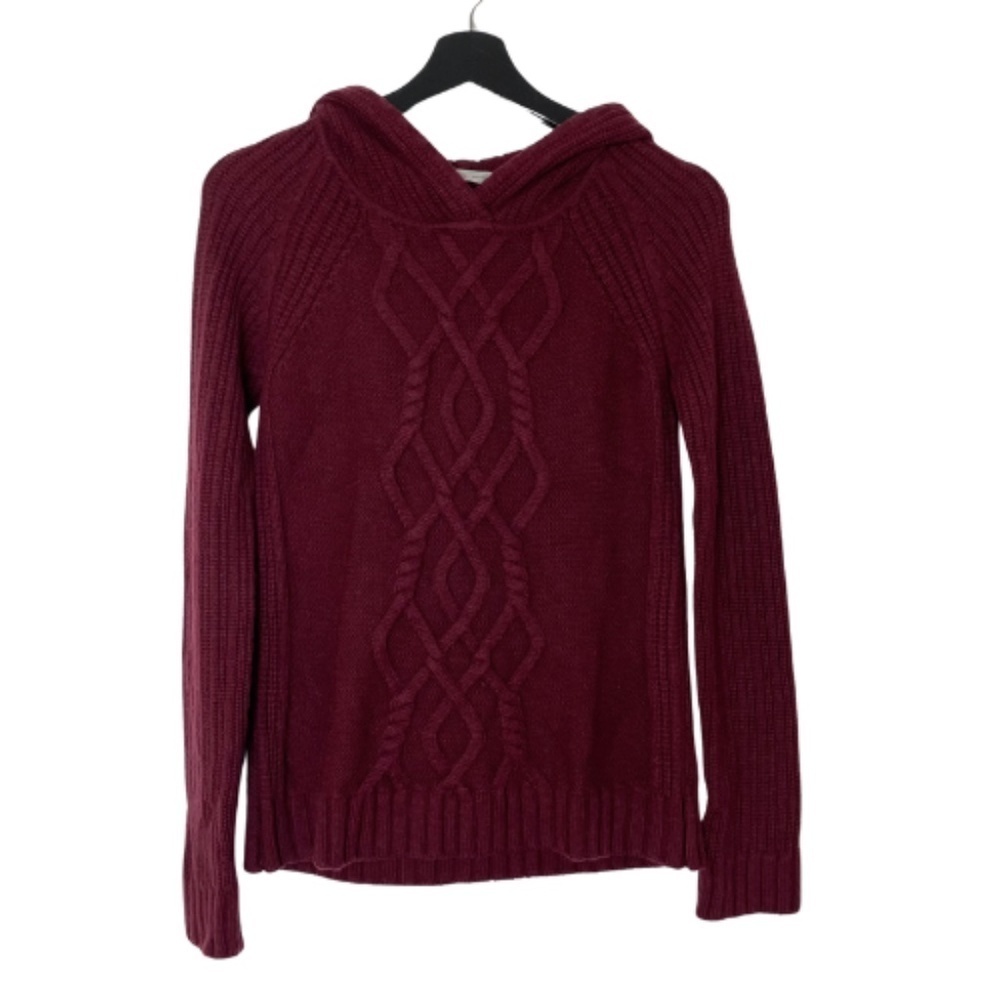 Athleta 100% Merino Extra Fine Wool Hoodie Cable Knit Sweater, Size XS